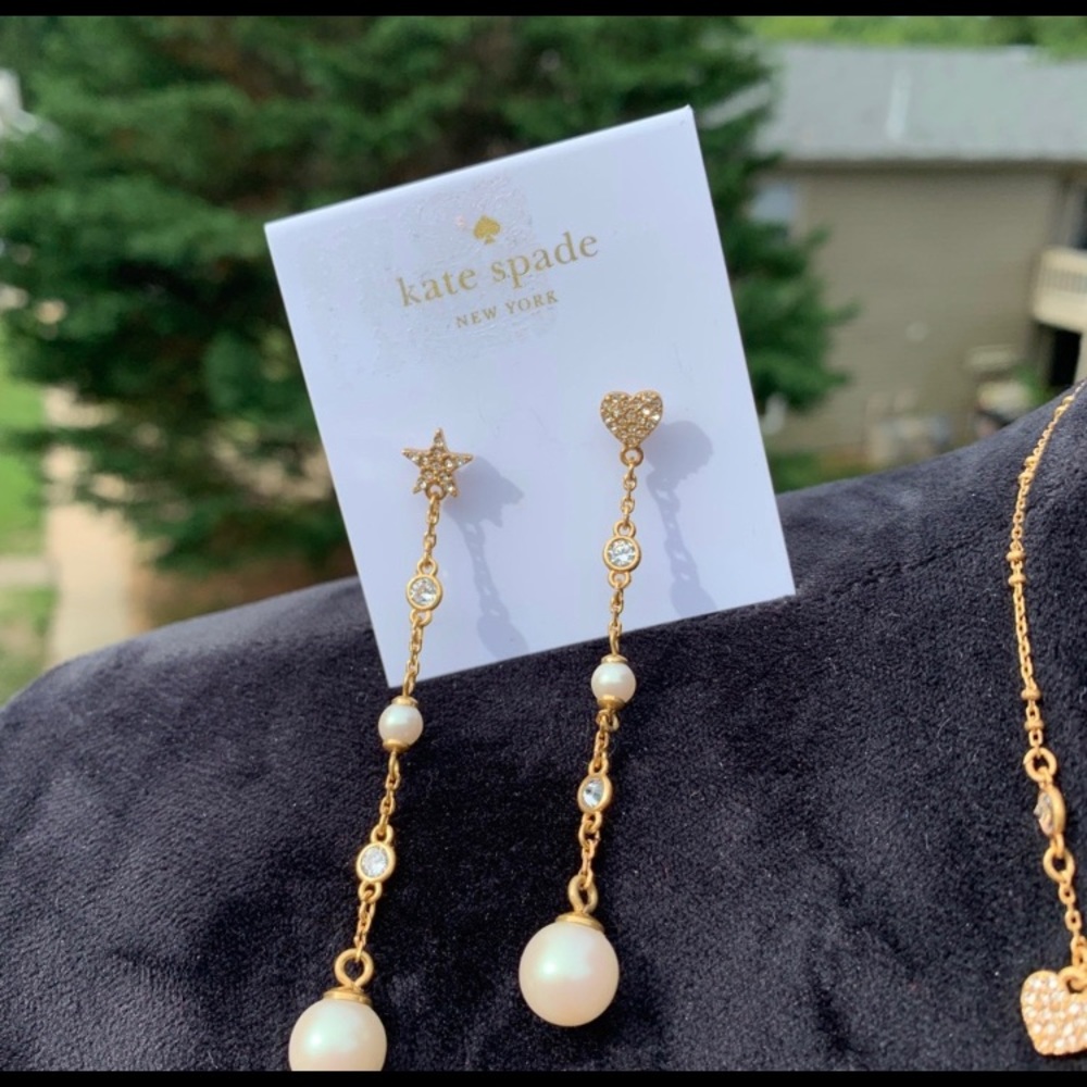 Kate Spade gold and faux pearl drop earrings - Picture 2 of 5